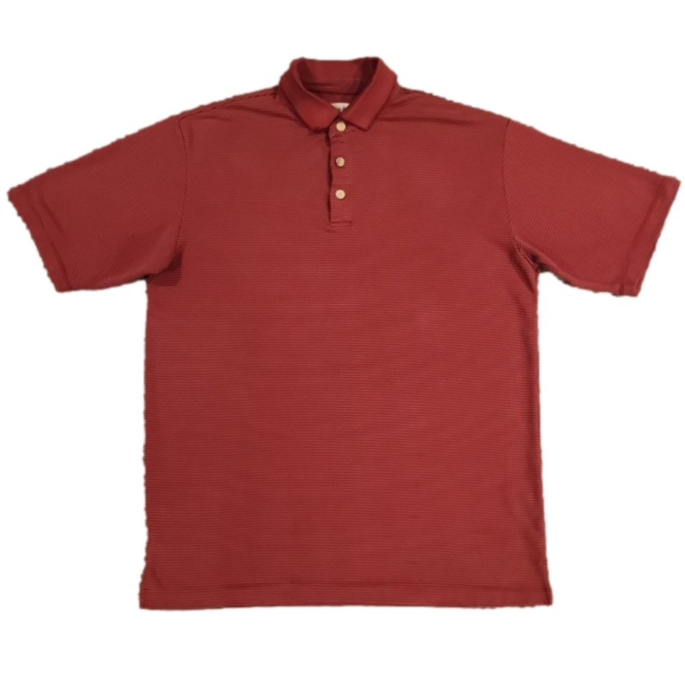 3/$20 Jamaica Jaxx Red Striped Beach Polo Shirt